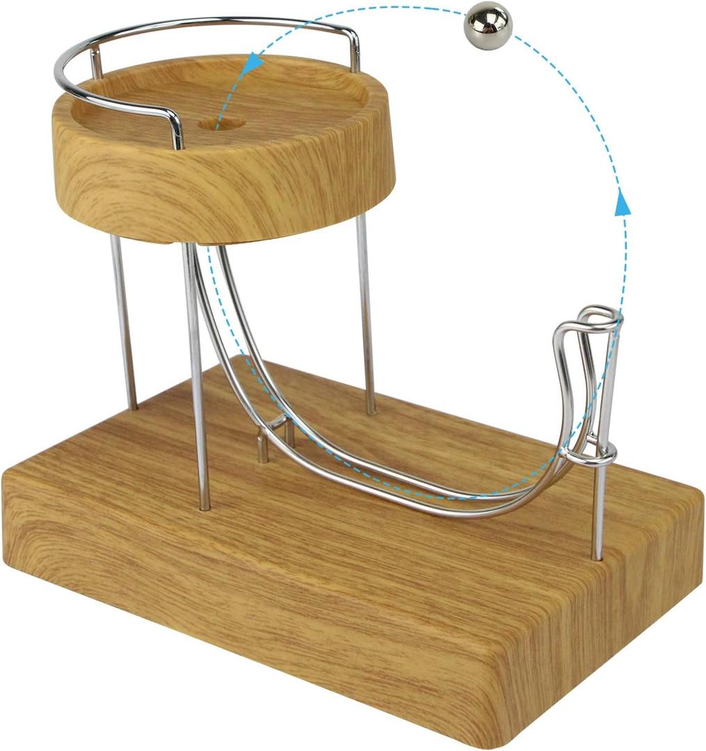 Perpetual Motion Machine, Kinetic Art Perpetual Motion Device Desk Toy, Science Physics Gadget for Office, Desktop Decoration Toys (Wood Grain)