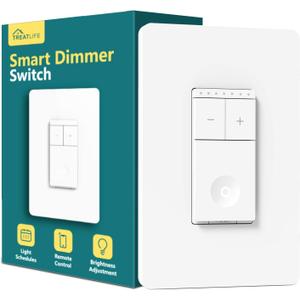 TREATLIFE Smart Dimmer Switch, Neutral Wire Needed, 2.4Ghz Wi-Fi Light Switch, Works with Alexa and Google Assistant, Schedule, Remote Control, FCC Listed, Single Pole (1 Pack)