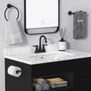 Bathroom Faucets for Sink 3 Hole, Hurran 4 inch Matte Black with Pop-up Drain and 2 Supply Hoses, Stainless Steel Lead-Free 2-Handle Centerset Faucet for Sink Vanity