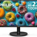 PHILIPS 22 inch Class Thin Full HD (1920 x 1080) Monitor, 100Hz Refresh Rate, VESA, HDMI x1, VGA x1, LowBlue Mode, Adaptive Sync, 221V8LB