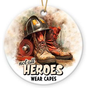 3 x Christmas Firefighter Gifts 2025 - Ceramic Hero Firefighter Christmas Ornament for Tree Decorations, Appreciation Fire Fighter Gifts for Men Husband, Coworkers Friends, Fireman Gift for Men Women