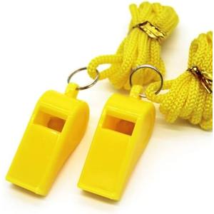 Kole Imports Whistles 2 Pack Plastic Sports  Loud Safety Whistles with Lanyard for Coaches, Referees, Teachers, Outdoor Hiking, Camping & Emergency Use