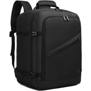 Kono Carry on Backpack, 18" Airplane Approved Under Seat Travel Backpack for Men and Women, Waterproof Lightweight Daypack for Flight 30L (Black, Medium)