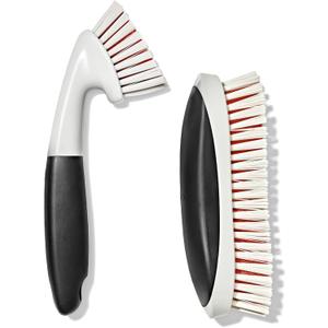 OXO Good Grips Grout Brush & Heavy Duty Scrub Brush Combo Set; Tough, Durable bristles Cut Through Grime and Soap Scum; Ideal for Tubs, Tile Walls, Countertops and Floors