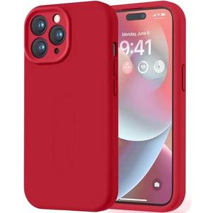 LOVE 3000 Designed for iPhone 14 Pro Max Case, Premium Silicone with [Soft Anti-Scratch Microfiber Lining] Shockproof Protective Phone Case for Men Women Girls 6.7", Red