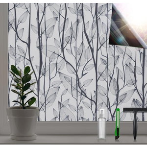 DKTIE Window Film Privacy with Installation Tools, Decorative Stained Glass Window Clings for Home, Static Cling Window Sticker for Front Door, Bathroom, Glass Door (Dark Green, 35.4'' x 78.7'')