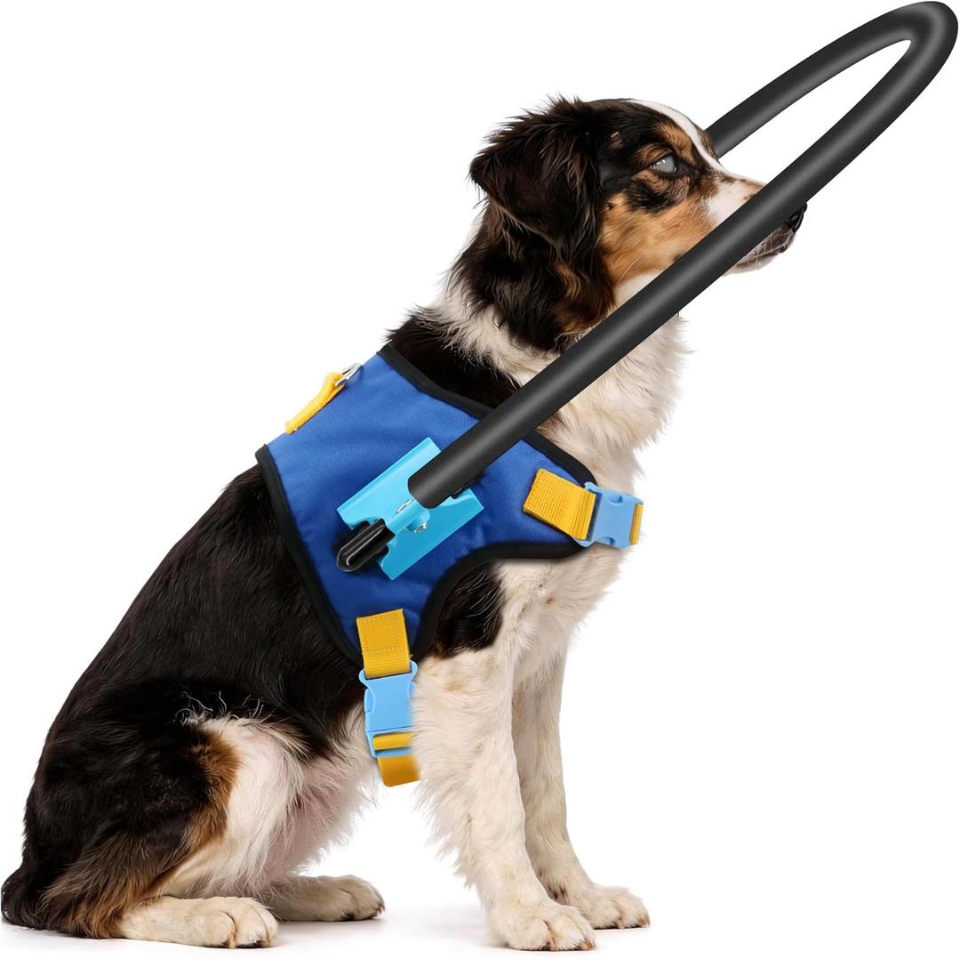 Blind Dog Halo,Adjustable No-Flip Protective Navigation Aid Bumper Collar for Visually Impaired Dogs, Anti-Collision Vest Harness (XXS for 5"-10")