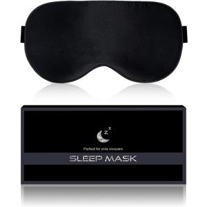 Silk Sleep Mask for Women and Men - Soft Breathable Organic Natural Mulberry Silk Fabric Blackout Eye Mask with Adjustable Straps No Pressure Eye Mask for Travel Essentials Gifts (Black)