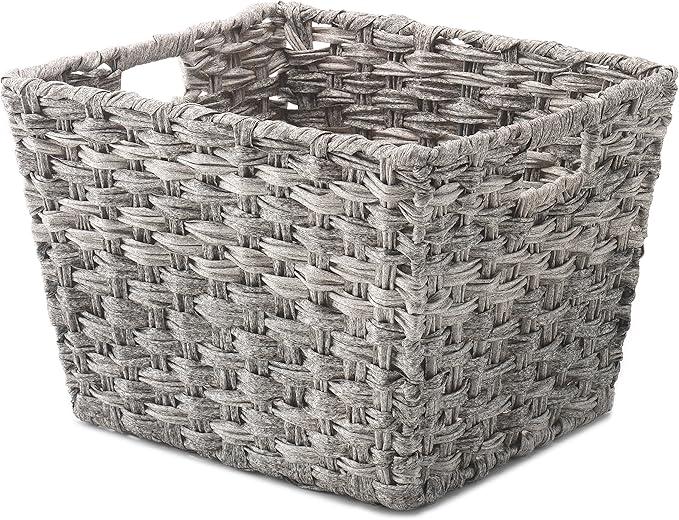 Wicker Basket, Set of 4 Hand-Woven Wicker Storage Basket, Foldable 10.5 inch Cube Storage Bins