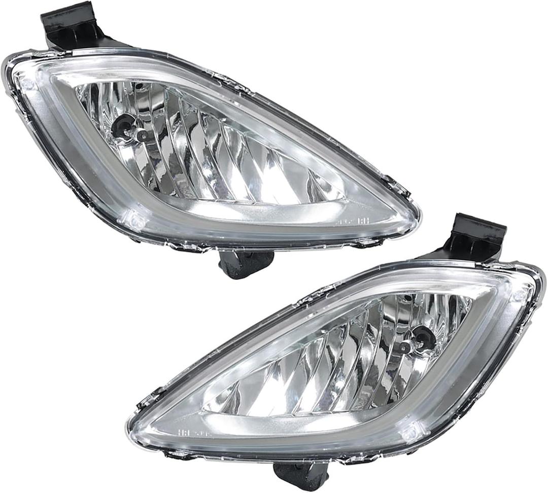 WFLNHB 1 Pair Fog Lights Assembly Replacement for Elantra 2011-2013 Clear Lens with Bulbs Wiring Harness & Switch Front Bumper Driving Lamps Fog Lights Assembly (Driver & Passenger Side)
