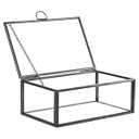 HighFree Vintage Glass Box with Lid - Clear Jewelry Glass Display Box Keepsake Box - Home Decor Decorative Box for Trinket Rings Bracelet (Black, Small)