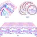 2 x 41pcs Purple Birthday Party Tableware, 20 Plates and 20 Napkins and Tablecloth54'' x 108 ''Purple Party Supplies