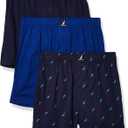Nautica Men's Cotton Woven 3 Pack Boxer (Medium, Peacoat/Surf the Web/Sails)