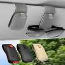 Sunglass Holder for Car, 2 Pack Car Sunglass Holder Visor Clip Magnetic Leather Sun Glasses Eyeglass Hanger, Gray, Fit for Different Size Eyeglasses