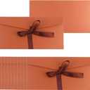 50 Pieces Bronze Envelopes with Bow Tie Closure, Paper Greeting Card Holders for Invitations Mail Postcard Bills Wedding Party Favors Business Cards, 8.66 x 4.33 Inches