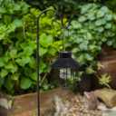 YAKii 1 Pack Solar Lantern Hanging Waterproof Outdoor Metal Solar Lamp with Warm White Light Decorate for Yard Garden Pathway Patio Porch Decor (Black)