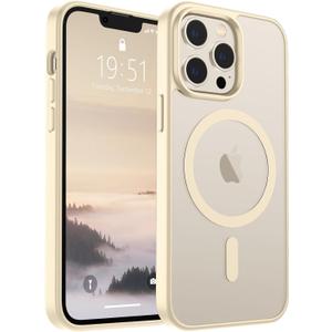 SUPFINE Magnetic for iPhone 13 Pro Case (Compatible with MagSafe) (10 FT Military Grade Drop Protection) Slim Translucent Matte Shockproof with Anti-Fingerprint Phone Case,Antique White