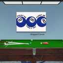 Blue 8 Ball Poster, Lucky Me Lucky You Lucky Us Quote Canvas Wall Art, Playful Billiards Balls Picture Print, Retro 8ball Pool Painting for Bar Cart Game Room Man Caves Wall 12x16in Unframed
