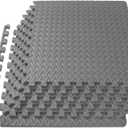 ProsourceFit Puzzle Exercise Mat  in, EVA Interlocking Foam Floor Tiles for Home Gym, Mat for Home Workout Equipment, Floor Padding for Kids, Black, 24 in x 24 in x  in, 48 Sq Ft - 12 Tiles (Grey - 1/2 Inch - 24 Sq Ft - 6 Tiles)