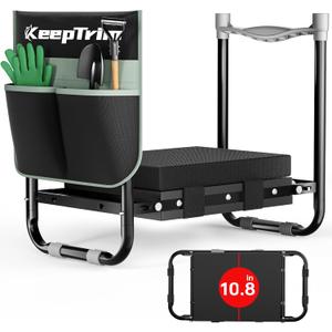 Garden Kneeler and Seat, Foldable Ergonomic Kneeling Bench with Tool Pouch 400 Lbs Heavy Duty 2-in-1 Comfortable Cushioned Kneeling Chair for Gardening Yard Work (Black)