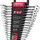 15-Piece Metric Combination Wrench Set, 822mm 12-Point Open End and Box End Wrench Kit with Organizer, Chrome Vanadium Steel Tools for Mechanics, Garages and Workshops