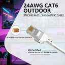 Cat 6 Outdoor Ethernet Cable 100 ft, Support Cat8 Cat7 Network, 10Gbps 24AWG Pure Copper, Direct Burial In-Ground Waterproof UV Resistant LAN Internet Patch Cable for Router, Modem, PS4, Xbox, Gaming