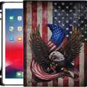Slimshell Case for iPad 9th Generation/ iPad 7th 8th (10.2 Inch, 2021/ 2020/ 2019), [Built-in Pencil Holder] PU Leather Protective Stand Cover, Auto Wake/ Sleep, American Bald Eagle Flag