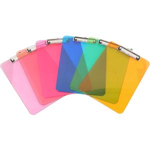 Amazon Basics Colorful, Sturdy, Lightweight Plastic Clipboards, Letter Size, Assorted Colors, Pack of 6