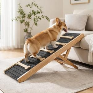 Foldable Dog Ramp for Bed & Couch, 5 Adjustable Heights Pet Ramp