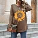 Locryz Women Tunic Tops for LeggingsGraphic Print Shirt Casual Long Sleeve Tunics Blouse (L)