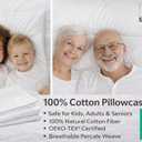 100% Cotton Percale Pillowcases, King Size, White 4 Pack Crisp, Breathable, Hotel-Quality Cotton Pillow Covers