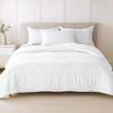 MEELUS Lightweight Comforter Cooling White, All Season Duvet Insert Breathable Queen Size Summer Bedding, Soft Microfiber Cool Down Alternative Quilt with Corner Tabs, 88x88 inch