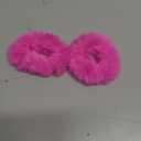 2 PCS Hot Pink Pom Pom Hair Tie Fuzzy Scrunchies Furry Hair Bands With Faux Rabbit Fur Fluffy Elastic Hair Bobbles Ponytail Holders Girls Women Hair Accessories