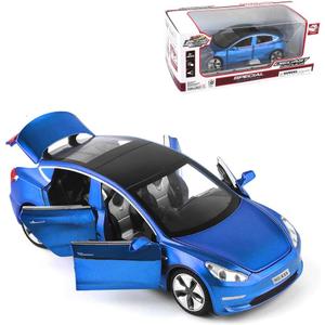 Diecast Toy Car Model 3 Car Model,Zinc Alloy Simulation Casting car Model Pull Back Vehicles,1:32 Scale Mini Vehicles Toys with Lights and Music for Toddlers Kids Children Birthday Gift (Blue)