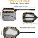 PLUSINNO Floating Fishing Net for Steelhead, Salmon, Fly, Kayak, Catfish, Bass, Trout Fishing, Rubber Coated Landing Net for Easy Catch & Release, Compact & Foldable for Easy Transportation & Storage (11.8/30cm Hoop Size Orange (Fixed Pole))