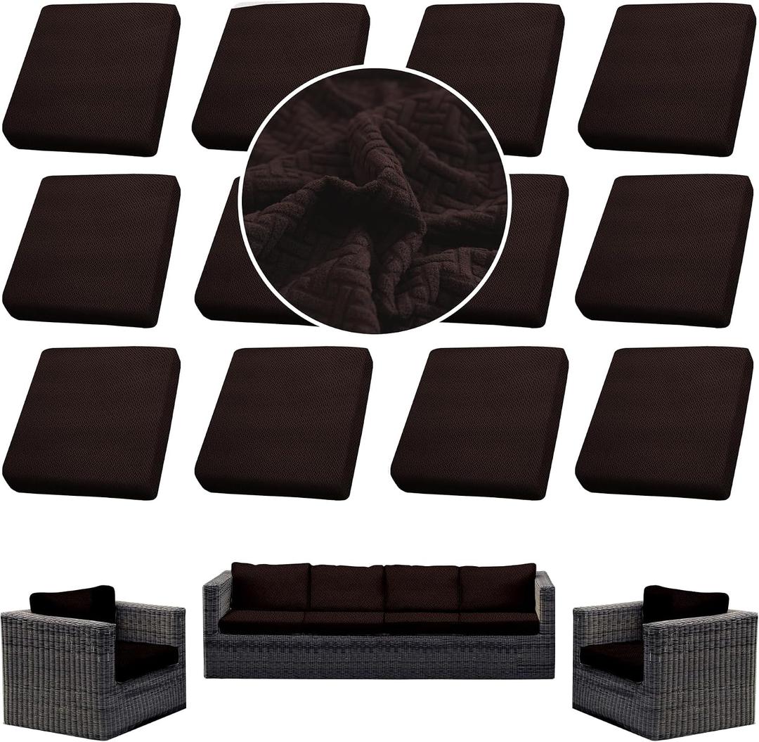 Outdoor Cushion Covers Set,12PCS Patio Furniture Couch Seat Slipcovers, Replacement for Sofa Sectional Chair(CoverOnly)