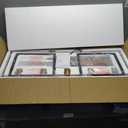 MELUCEE Black Chandeliers Rectangle 5 Lights Dining Room Lighting Fixtures Hanging Over Table, Kitchen Island Lighting Linear Pendant Light Ceiling with Clear Glass Shade and Brushed Brass Socket (36.2 inches)