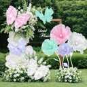 Cinnvoice 8 Pcs Giant Butterfly Flower Decorations 20 Inch 12 Inch 3D Large Silk Butterfly Artificial Flower Wall Decorations for Wedding Backdrop Bridal Shower Birthday Party Bedroom Decor (Pastel)