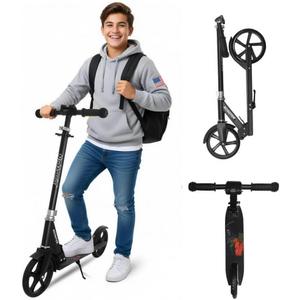 Nattork Scooter for Kids 6+, Teens and Adults- Adjustable Height Folding Kick Scooter with Large Sturdy Wheels for a Smooth Ride, Lightweight, Anti-Shock Suspension for Boys and Girls