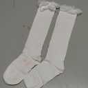 YASIDI Fashion Knee High Socks for Women, Cotton Lace Ruffle White Long Tube Socks (US 5,9, Regular, 1 Pairs-White-Lace Bow)
