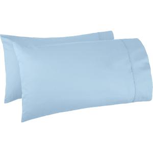 Amazon Basics 400 Thread Count 100% Cotton Pillow Cases, Sateen Weave, King Size, 40" x 20", Smoke Blue, Set of 2