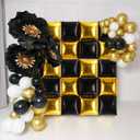 TONIFUL Square Foil Balloon Wall 30pcs Gold and Black Double Sided Mylar Square Balloon Garland Kit Balloons Background Arch for Graduation Anniversary Birthday New Years Decorations