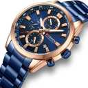 FANMIS Mens Luxury Watches Business Chronograph Dress Waterproof Leather Strap Analog Quartz Wrist Watch