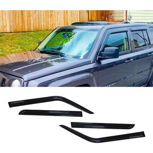 Tape-On Window Visors 4-Piece for 2007-2018 Jeep Patriot Sun Rain Guard Shield Shade Smoke 94359