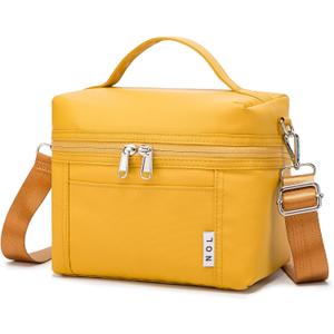NOL Natural Organic Lifestyle Reusable Insulated Lunch Bags for Adults Lightweight Nylon Waterproof Lunch Box with Removable Adjustable Strap Insulated Lunch Bag for Work (Small Earth-yellow) (Small (4 Liters))