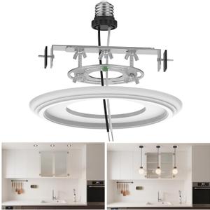 6-Inch Recessed Can Light Conversion Kit for Pendant Light or Ceiling Fan, Ceiling Fixture Adapter with 7" Decorative White Plastic Medallion, Retrofit Kit for 6" Recessed Housing