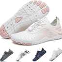 Hiking Barefoot Shoes for Women Men Breathable & Non-Slip Athletic Barefoot Wide Toe Water Shoes Lightweight Perfect for Walking,Running,and Swimming (A01_white)