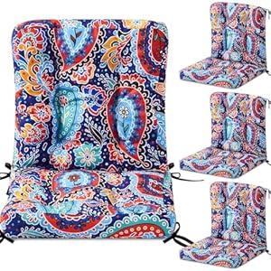 Hoteam 4 Set Outdoor Patio Chair Cushions 20 x 42 in Deep Seat Waterproof Patio Cushions Set for Furniture Replacement Removable Seat and Back (Red Paisley Pattern)