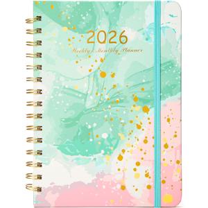 2026 Planner, Weekly and Monthly Calendar Planner for Women, Jan 2026 - Dec 2026, Hardcover Planning Agenda book, Spiral Bound, Inner Pocket, 6.3" x 8.5"