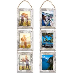 5x7 Wall Hanging Picture Frames Collage with 3 Opening White Frames 2 Pack